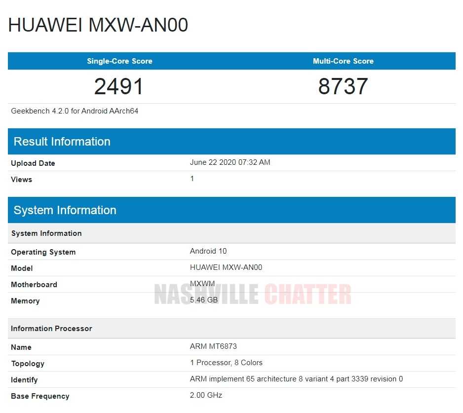 Huawei-MXW-AN00 Geekbench