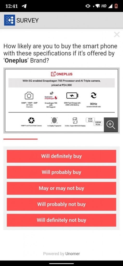 OnePlus Z Specs Leak Survey