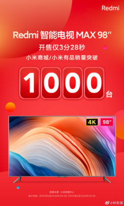 Redmi Smart TV MAX 98 1000台3分钟28秒
