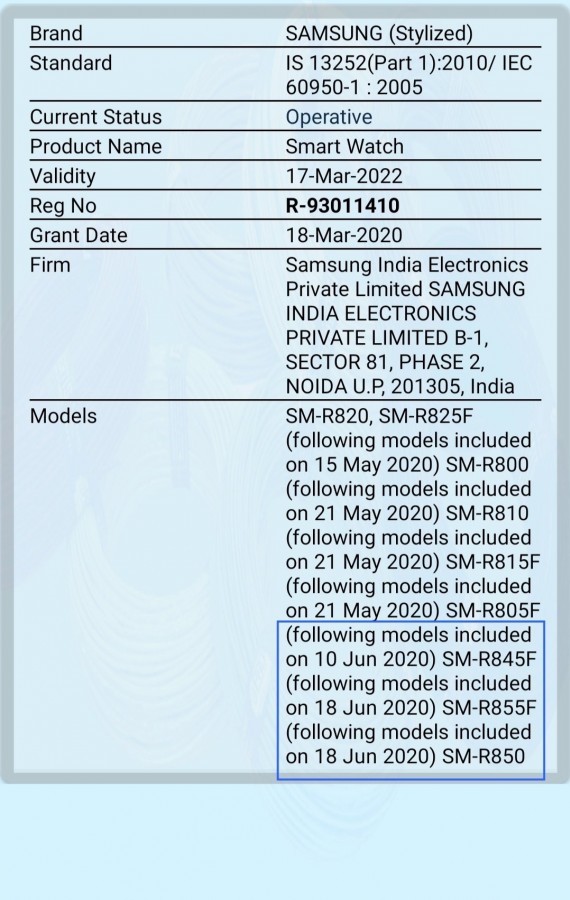 Samsung Galaxy Watch 3 BIS certified