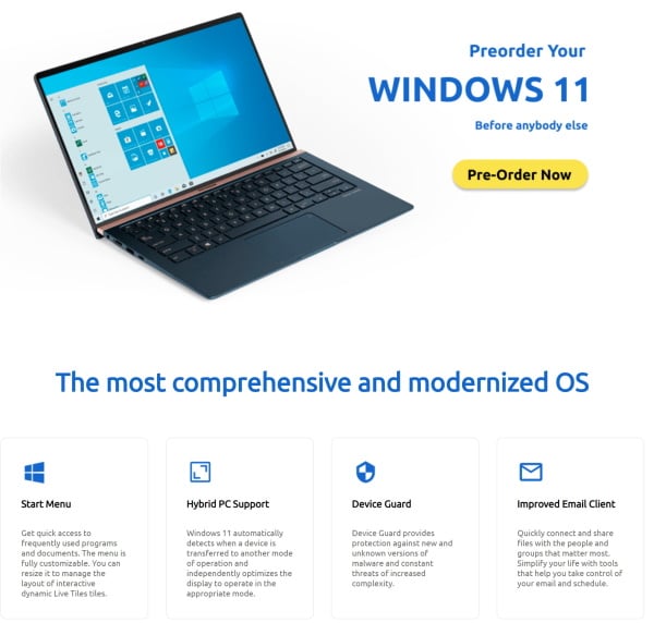 Online Store Lists Windows 11 for Pre-Orders