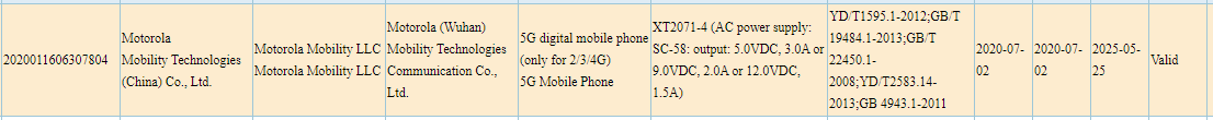 摩托罗拉Razr 5G 3C认证；预计支持18W快速充电