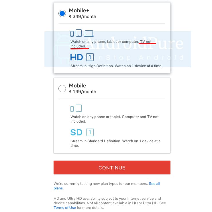 Netflix India Mobile+ Plan
