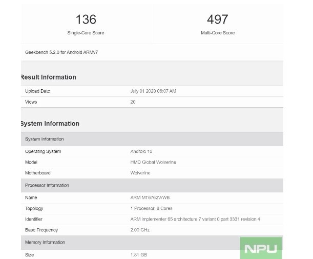 Nokia 2.4 Geekbench