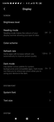 Poco X2 Dark Mode - Display