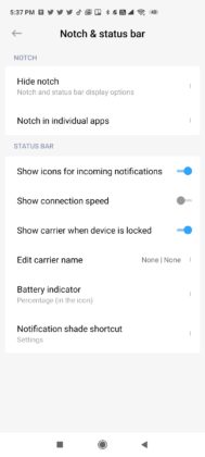 Poco X2 Notch Settings