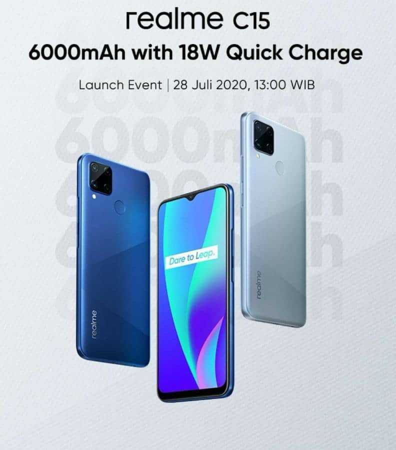 Realme C15 with a 6000mAh battery to launch on July 28 - Gizmochina