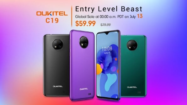 Oukitel C19推出了6.49英寸显示屏，4000 mAh电池和Android 10 Go，现价$ 59；从7月13日开始的全球销售