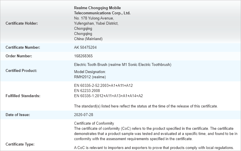 realme toothbrush price