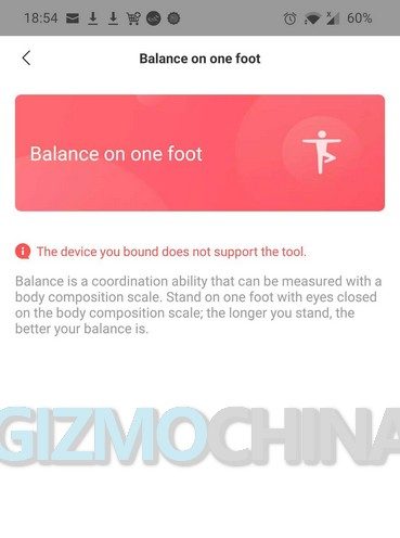 Amazfit Smart Scale - Balance on one foot