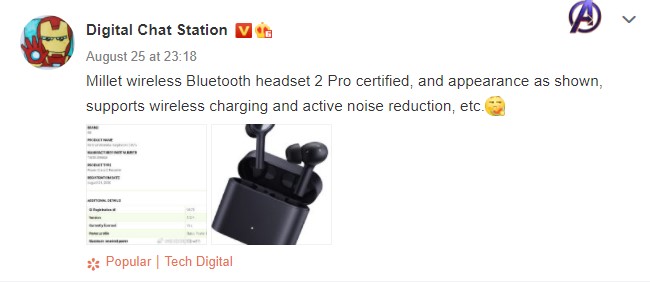 Mi True Wireless Earphones 2 Pro weibo