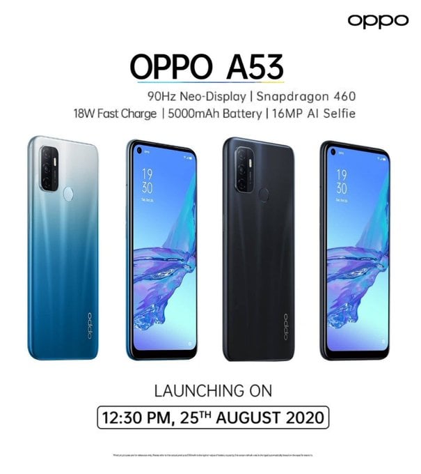 OPPO A53 color variants