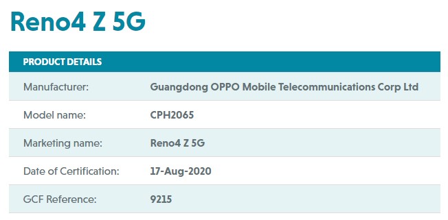 OPPO Reno4 Z CPH2065