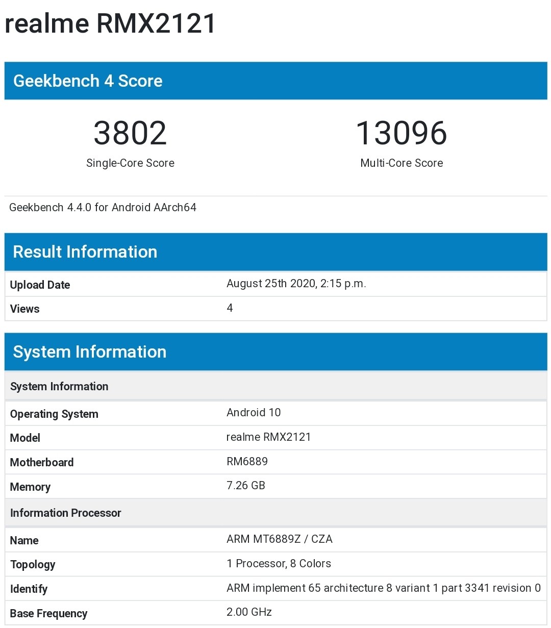 Realme X7 Pro Geekbench