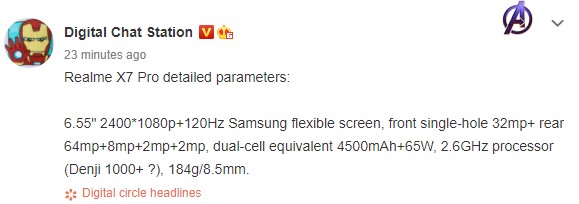 Realme X7 pro specs