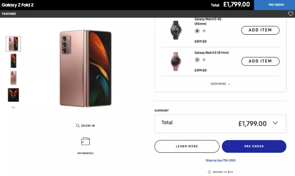 fold 2 price in usa