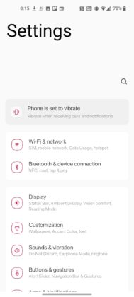OnePlus OxygenOS 11 Light Mode Settings