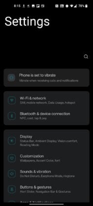 OnePlus OxygenOS 11 Dark Mode Settings