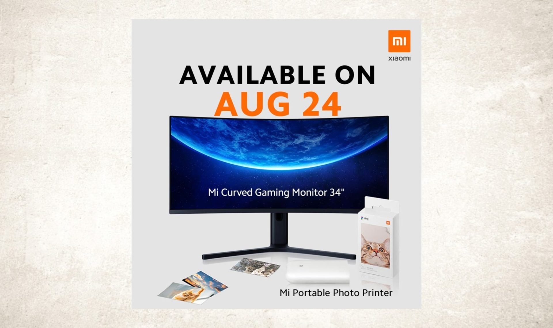 Xiaomi Mi Curved Gaming Monitor 34” and Mi Portable Photo Printer ...