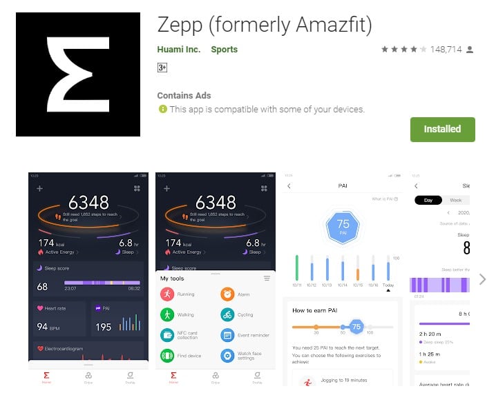 Zepp eski adıyla Amazfit uygulaması