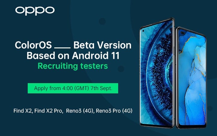 OPPO Find X2 Pro Reno 3 Pro Android 11 Beta Recruitment September 7
