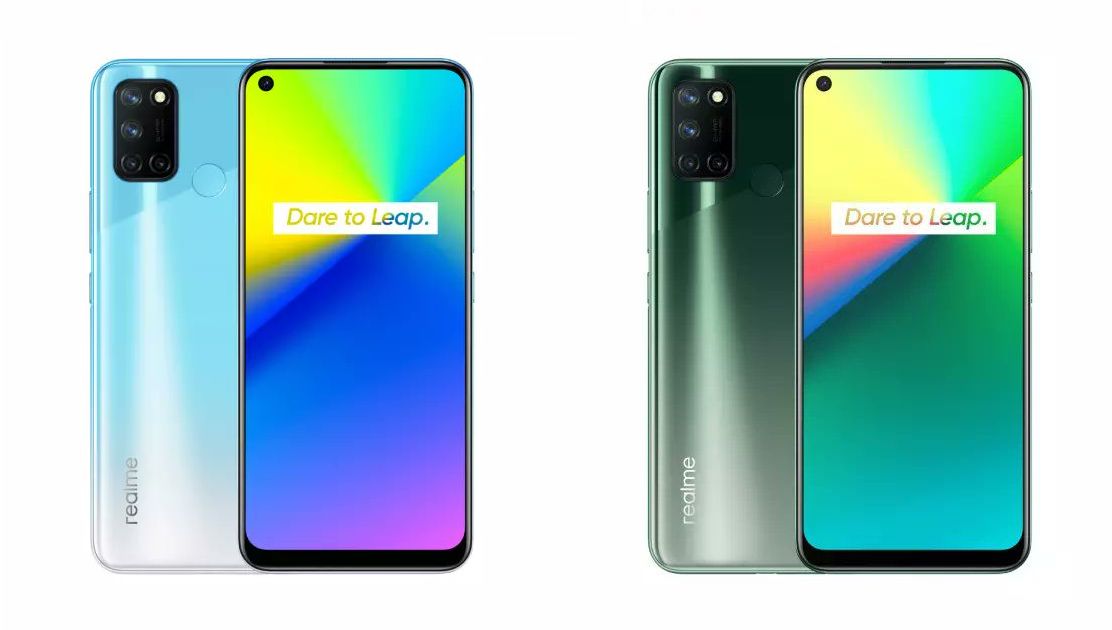 Realme 7i in Fusion Blue and Fusion Green colors