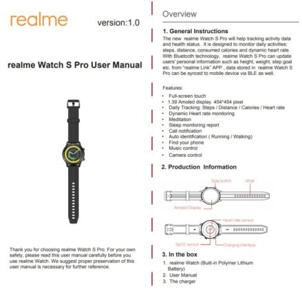 Realme Watch S Pro passes FCC: images and specs revealed 8
