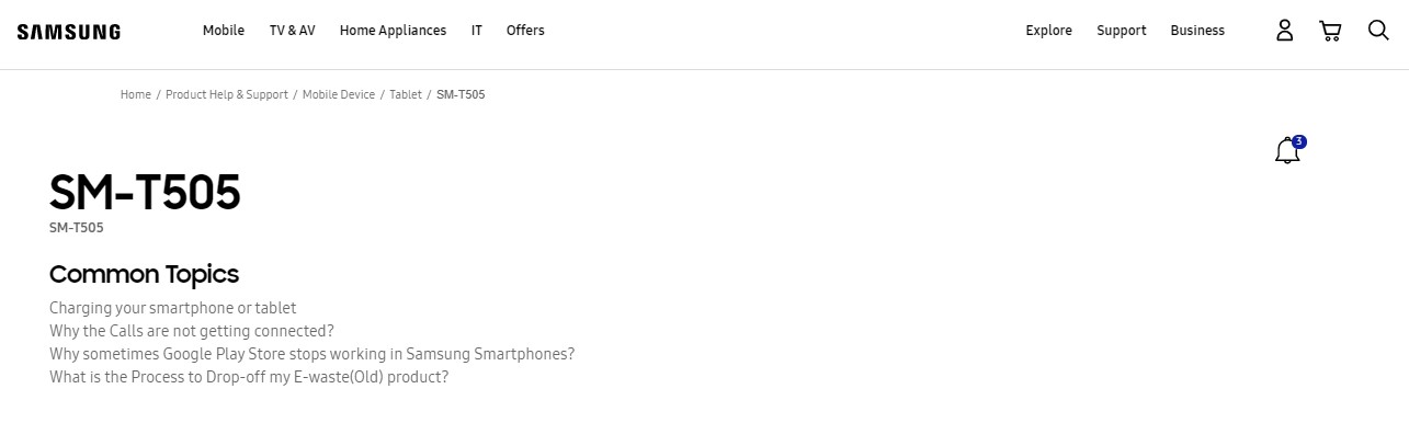 Samsung Galaxy Tab A7 LTE Support Page