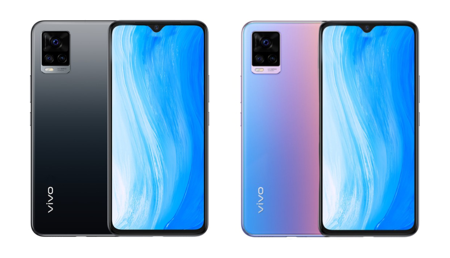 Vivo V20 in Starry Black and Gradient Blue colors