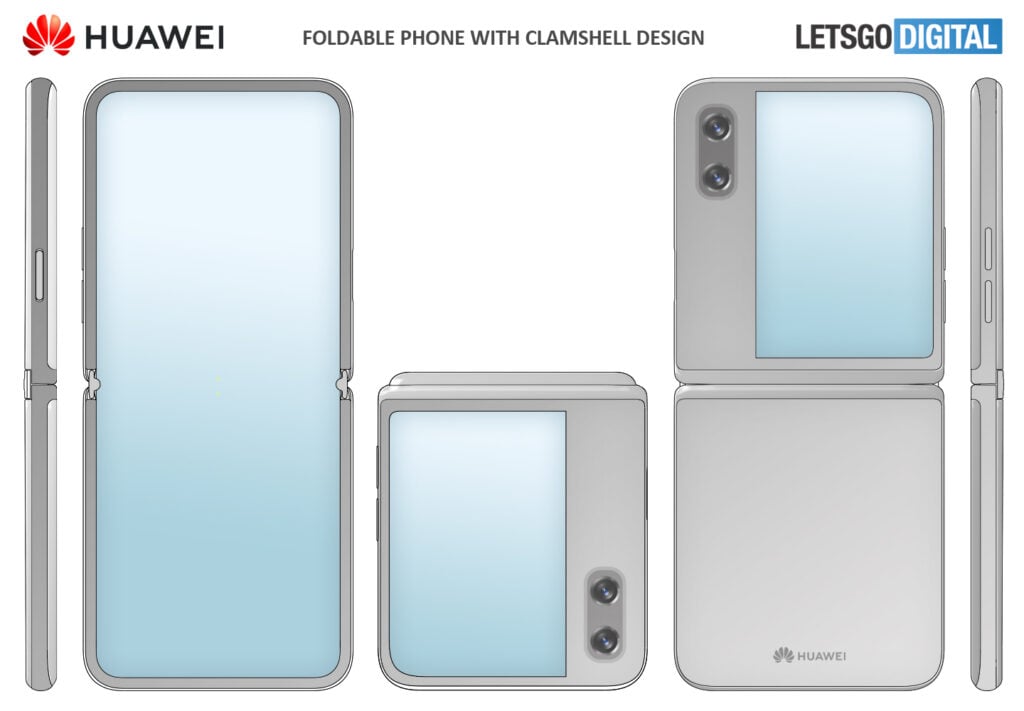 Huawei Clamshell Foldable Smartphone Design Patent Featured