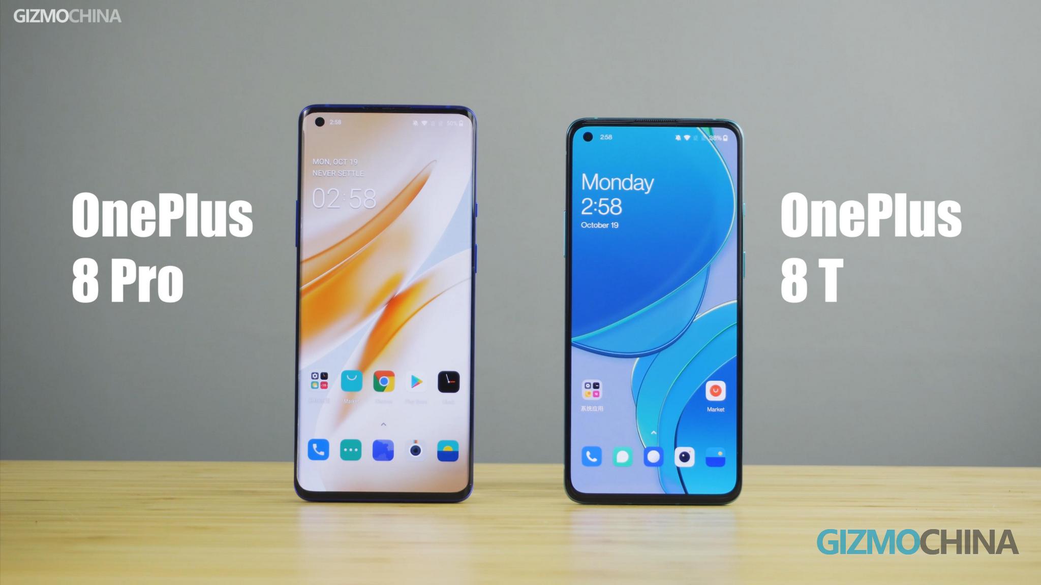 OnePlus 8T frente a 8 Pro