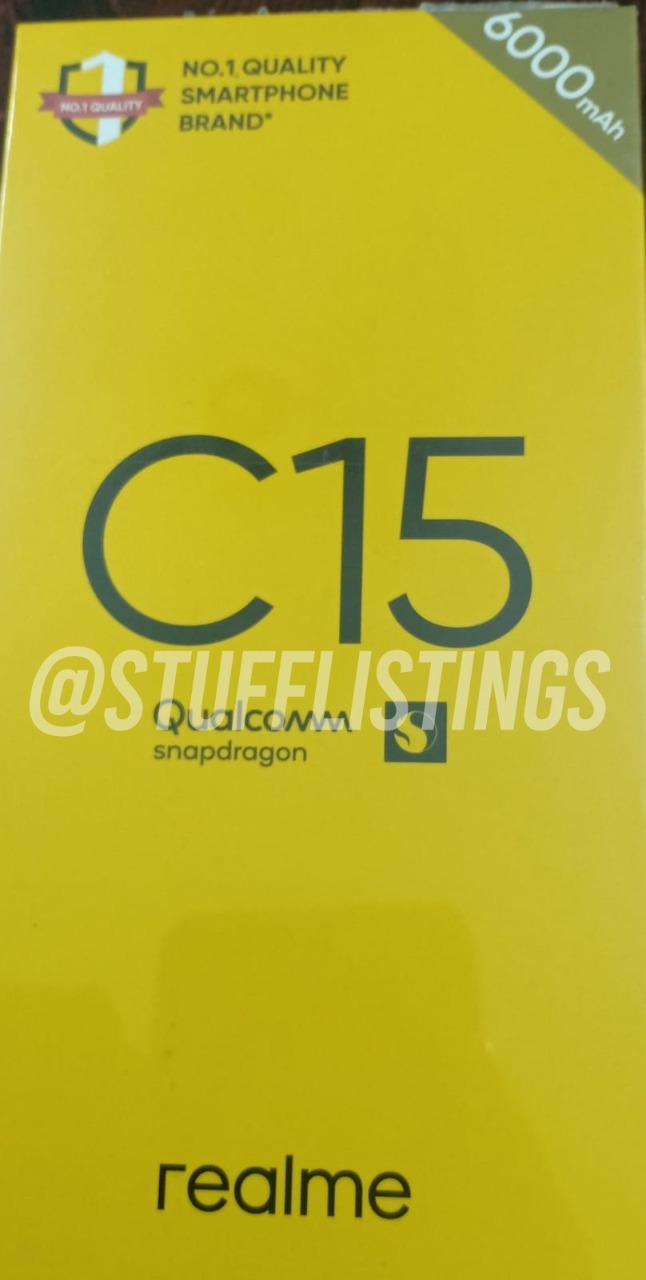 Realme C15s retail package leaked shot