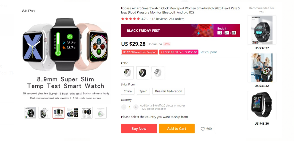 Fobase Air Smartwatch Deal