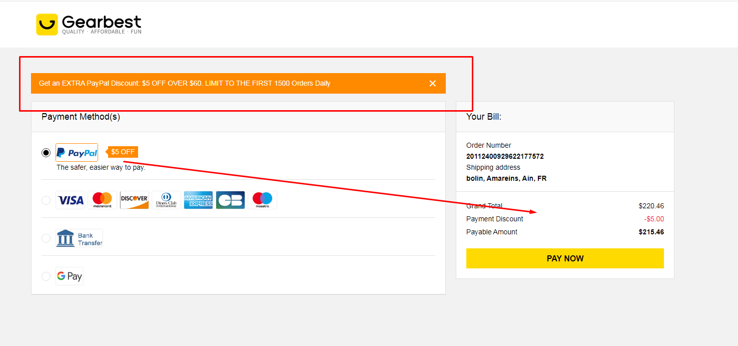 Gearbest Paypal Discount