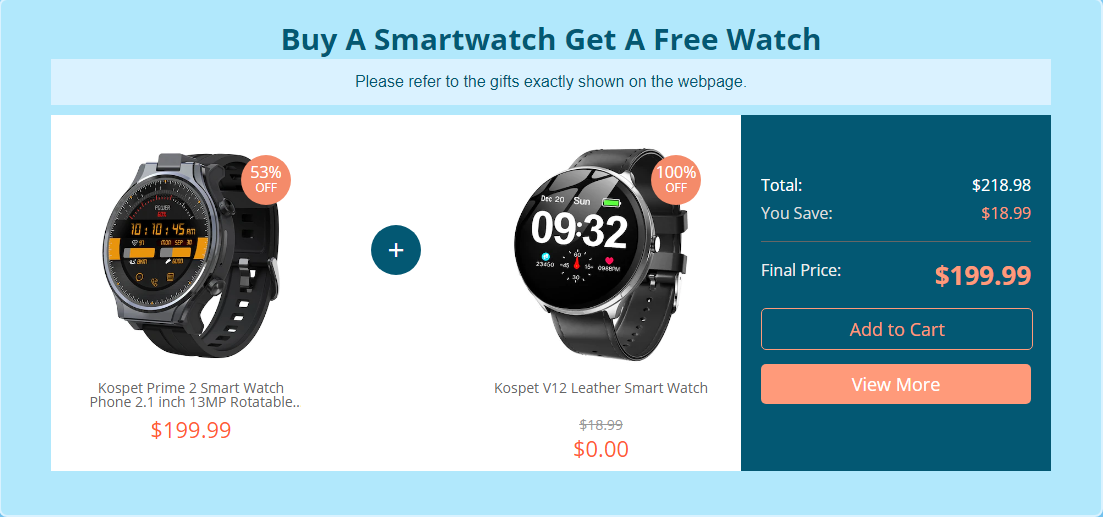 Kospet Smartwatch مع عرض Buy 1 Get 1 Free في Gearbest's Smartwatch Carnival