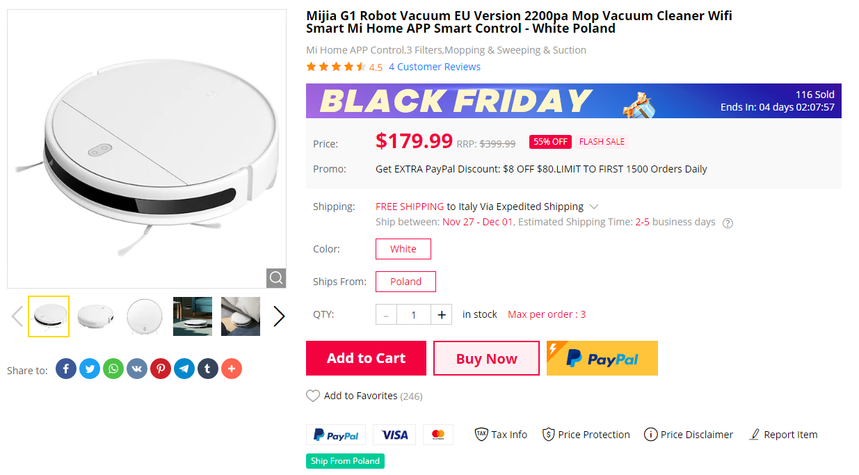Mijia G1 Robot Vacuum Gearbest