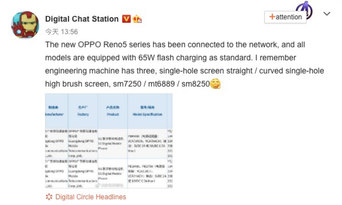 OPPO Reno5 serisi sızıntı