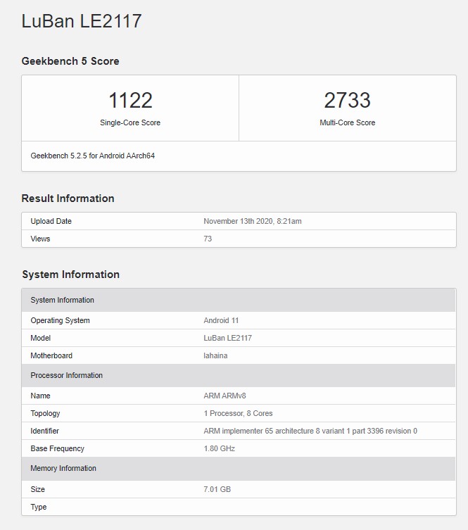 OnePlus 9 Pro Geekbench