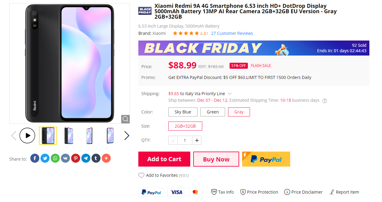 Xiaomi Redmi 9A Black Friday