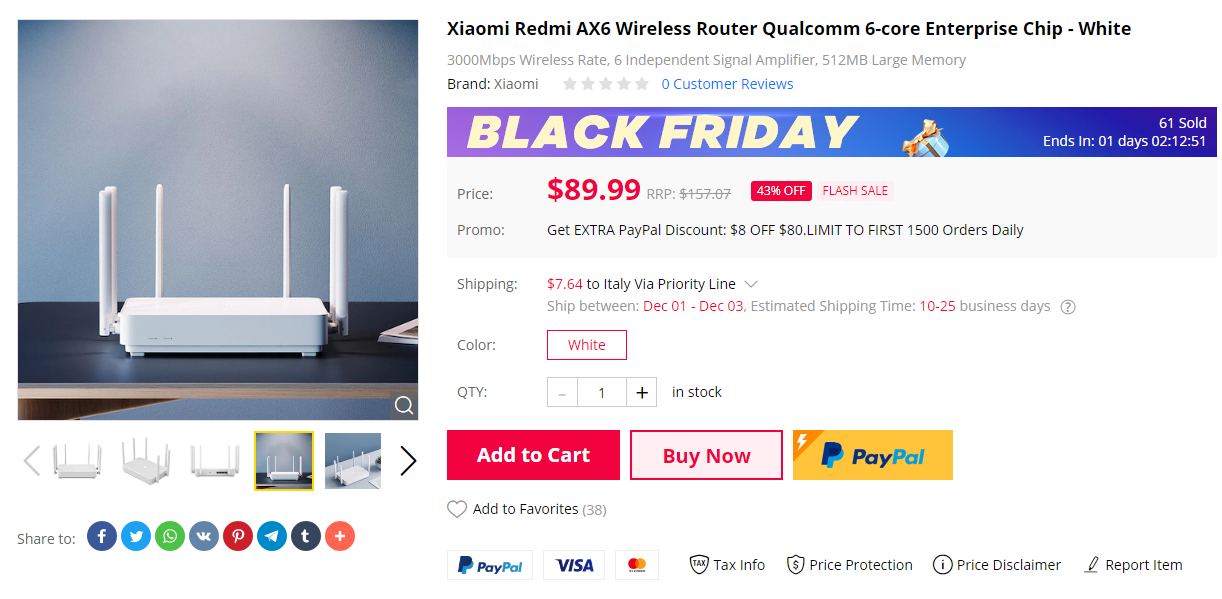 Xiaomi Redmi AX6 Wireless Router Gearbest