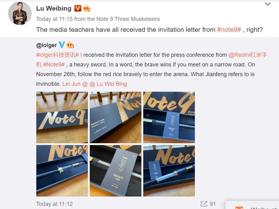 Xiaomi ترسل Redmi Note 9 Series بدعوات إلى الوسائط بـ `` سيف ''