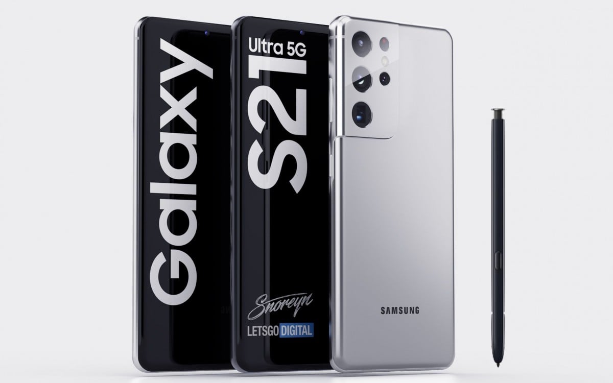 Samsung Galaxy S21 Ultra 5G render by Letsgodigital