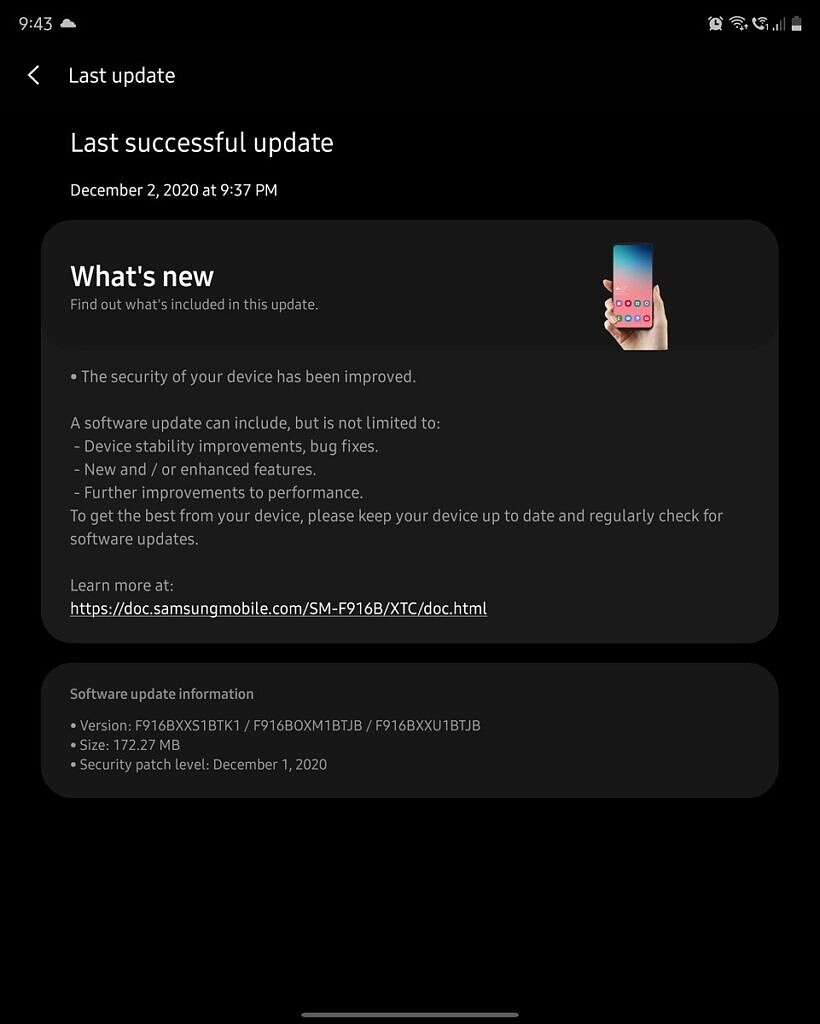 أحدث تحديث لـ Galaxy Z Fold 2 و Note 10 و XCover Pro يجلب تصحيحات الأمان لشهر ديسمبر 2020