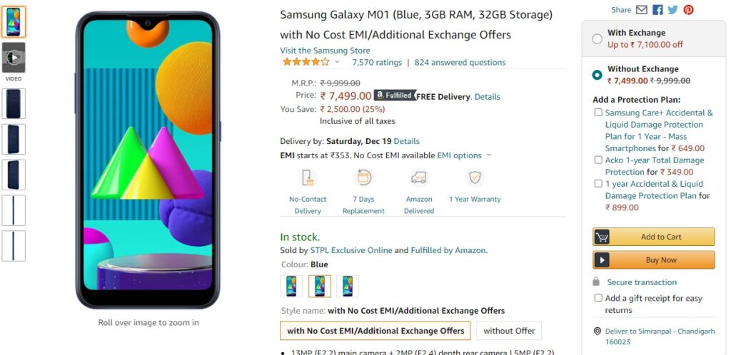 samsung m01 core exchange offer