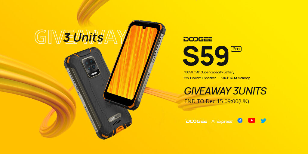 Doogee S59 Pro مع بطارية 10050 مللي أمبير في الساعة للبيع المسبق مقابل 199 دولارًا ، أدخل الهبة للفوز بها مجانًا