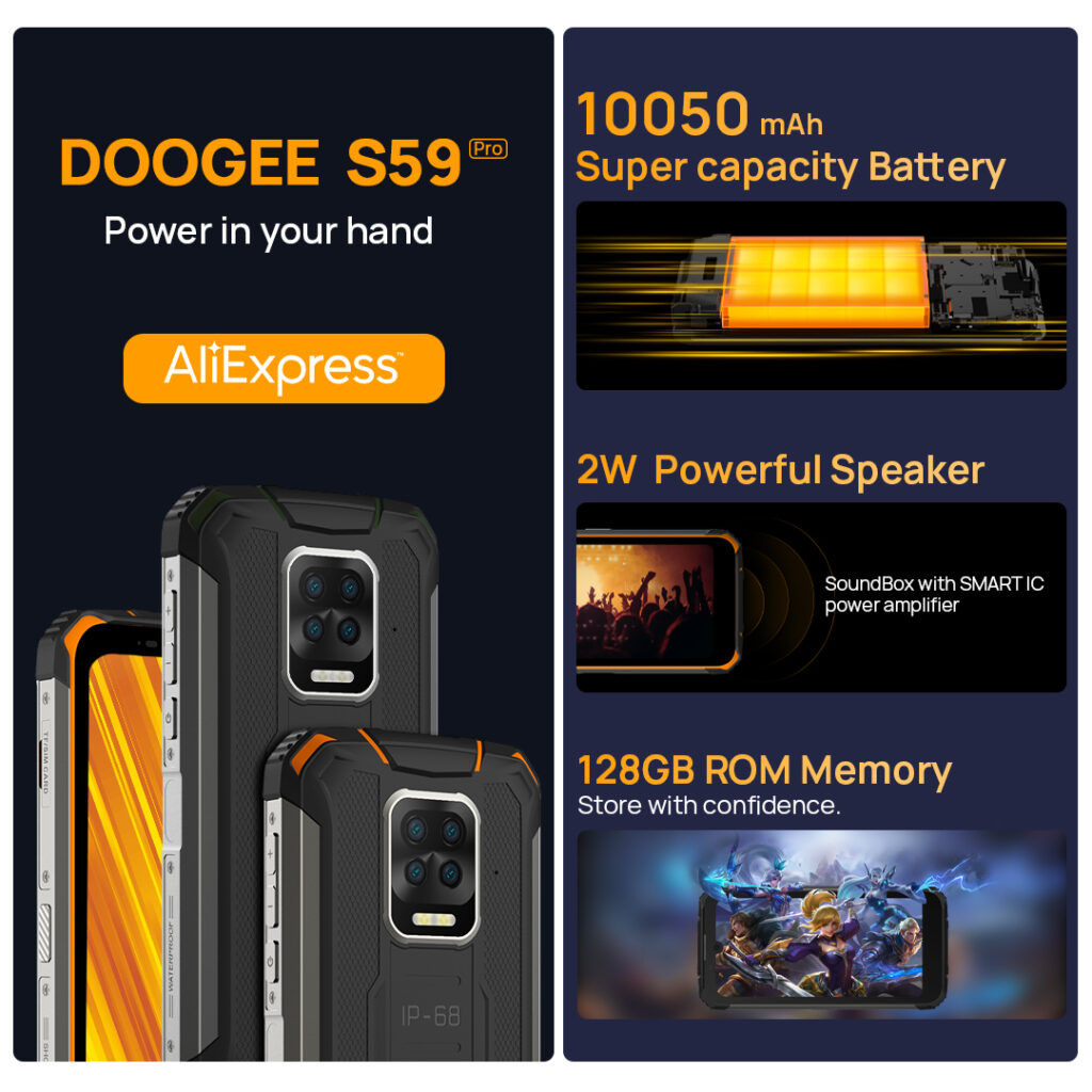 Doogee S59 Pro مع بطارية 10050 مللي أمبير في الساعة للبيع المسبق مقابل 199 دولارًا ، أدخل الهبة للفوز بها مجانًا