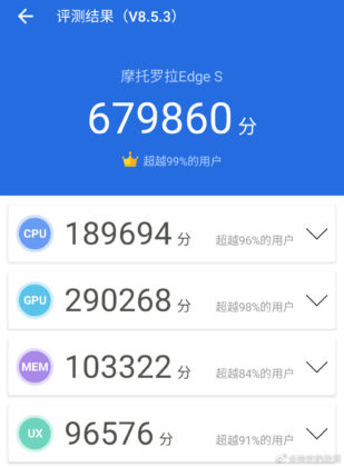 Motorola Edge S AnTuTu benchmark