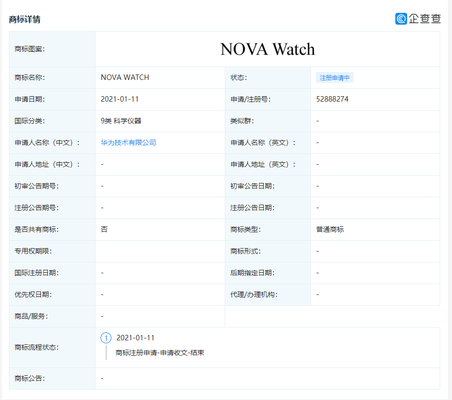 Huawei Watch Nova Trademark