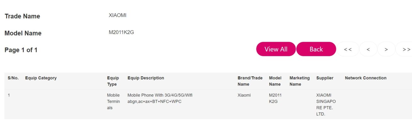 Xiaomi Mi 11 Global variant appears on Singapore’s IMDA certification and Geekbench 5