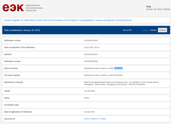 Realme RMX3805 EEC